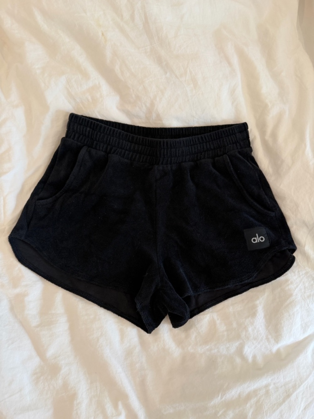 ALO Yoga Women's Black Terry Lounge Shorts